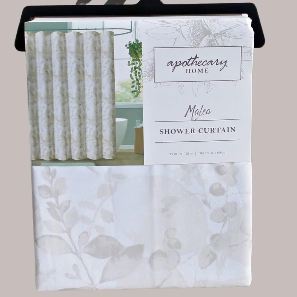 Apothecary Home Shower Curtain Cotton Blend Zen Floral Print 72